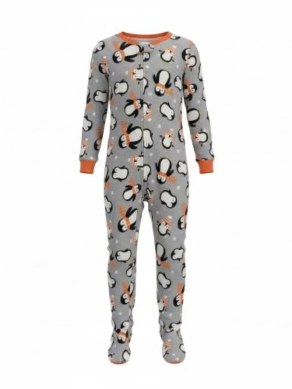 CARTER'S Grey Penguin Print One Piece Fleece Blanket Sleeper Pajamas Size 3T